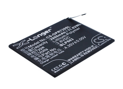 3.8V, 2900mAh, Li-Polymer Battery fits Oppo, R7s, R7sm, 11.02Wh