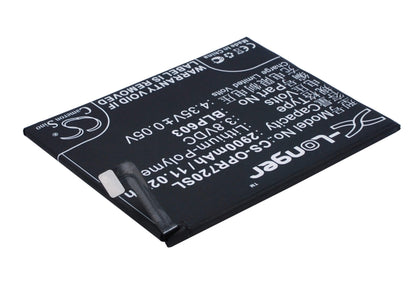 3.8V, 2900mAh, Li-Polymer Battery fits Oppo, R7s, R7sm, 11.02Wh