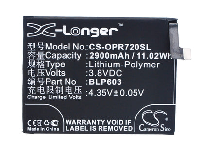 3.8V, 2900mAh, Li-Polymer Battery fits Oppo, R7s, R7sm, 11.02Wh