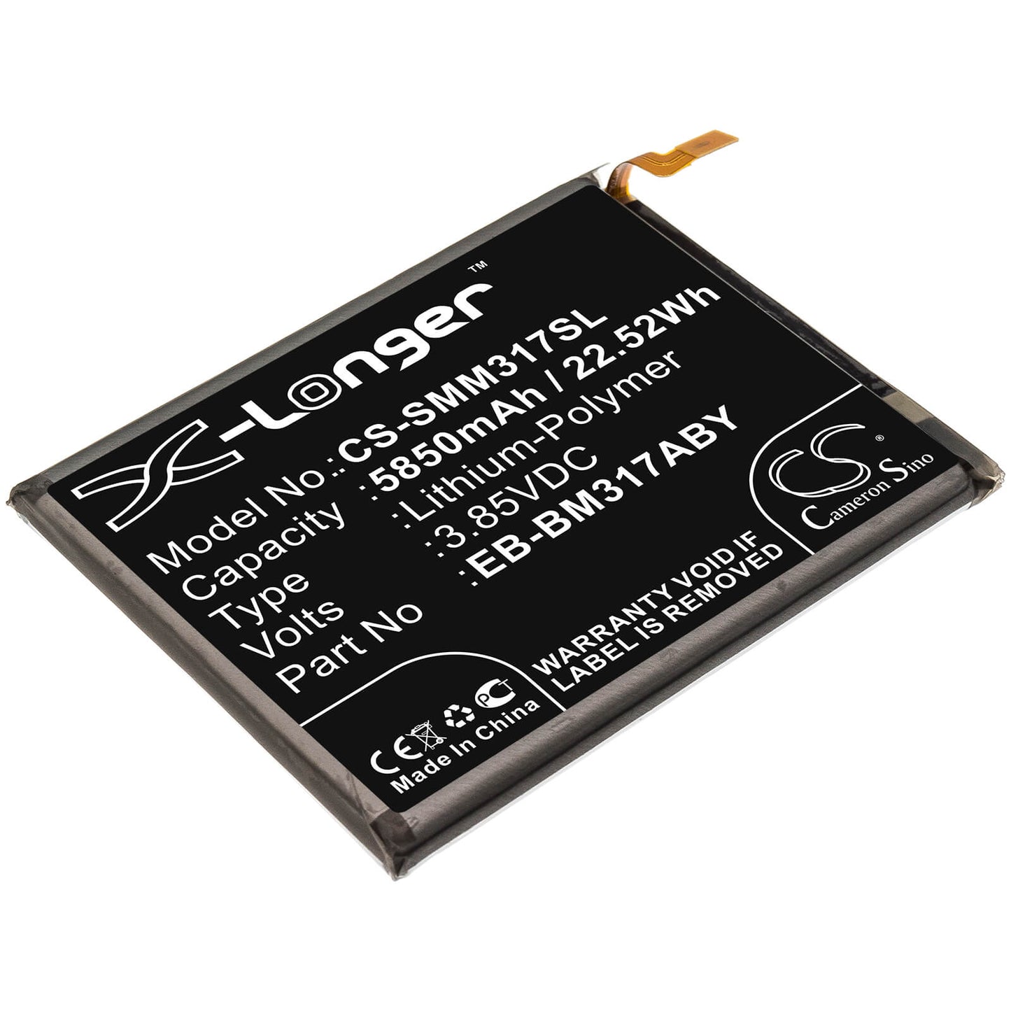 3.85V, 5850mAh, Li-Polymer Battery fits Samsung, Galaxy M31, Galaxy M31s, 22.5225Wh