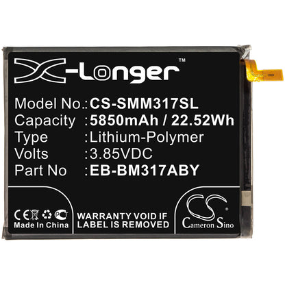 3.85V, 5850mAh, Li-Polymer Battery fits Samsung, Galaxy M31, Galaxy M31s, 22.5225Wh
