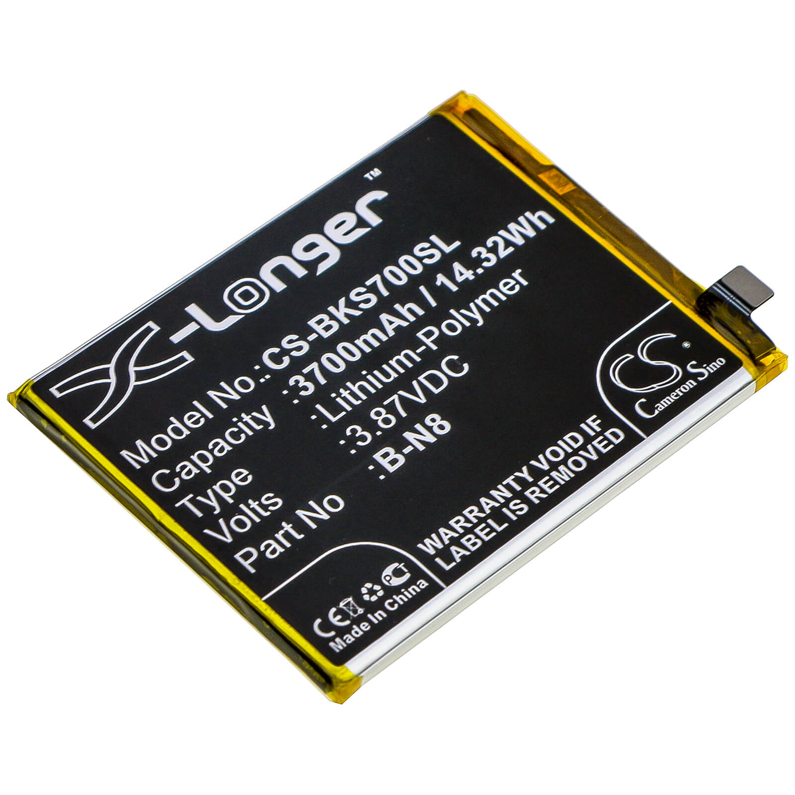 3.87V, 3700mAh, Li-Polymer Battery fits Vivo, S7 5g, V20 Pro 5g, 14.319Wh