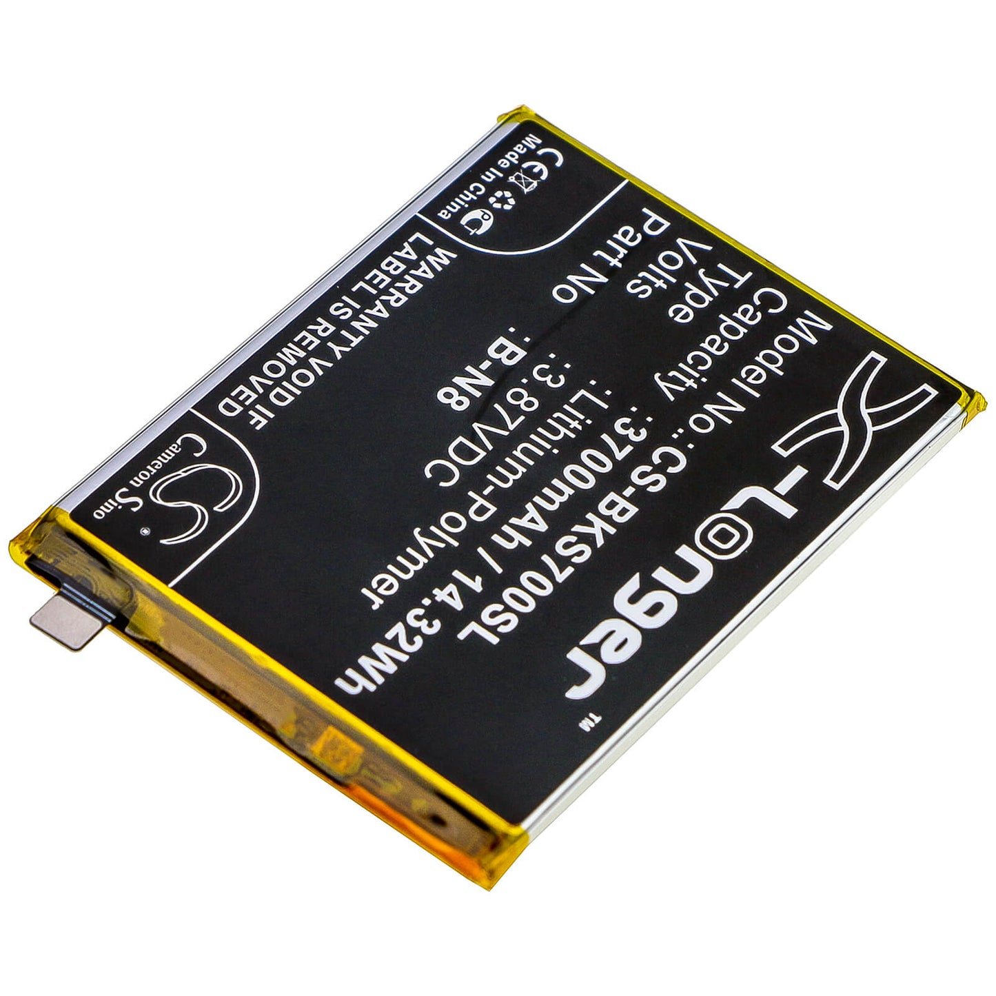 3.87V, 3700mAh, Li-Polymer Battery fits Vivo, S7 5g, V20 Pro 5g, 14.319Wh