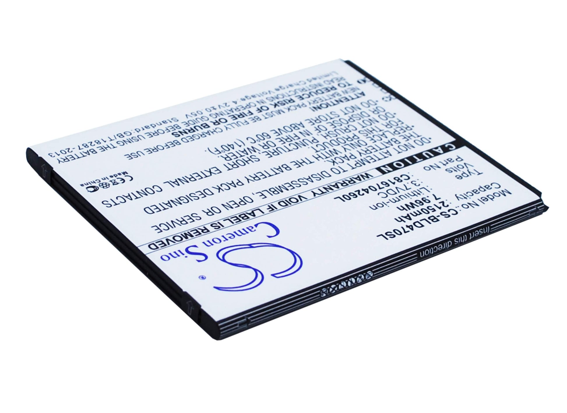 3.7V, 2150mAh, Li-ion Battery fits Blu, D470, D470l, 7.955Wh