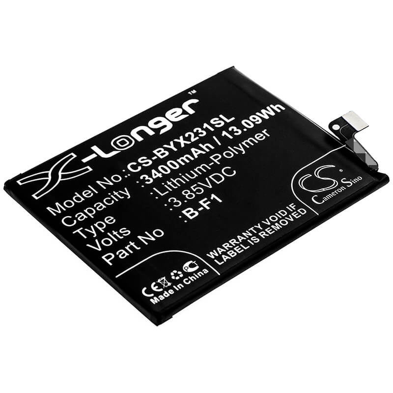 3.85V, 3400mAh, Li-Polymer Battery fits Vivo, V1816, V1816a, 13.09Wh