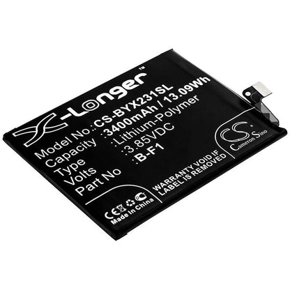 3.85V, 3400mAh, Li-Polymer Battery fits Vivo, V1816, V1816a, 13.09Wh