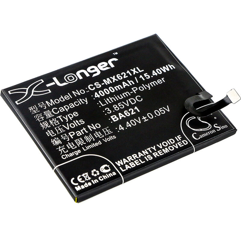 3.85V, 4000mAh, Li-Polymer Battery fits Meilan, Note 5, 15.4Wh