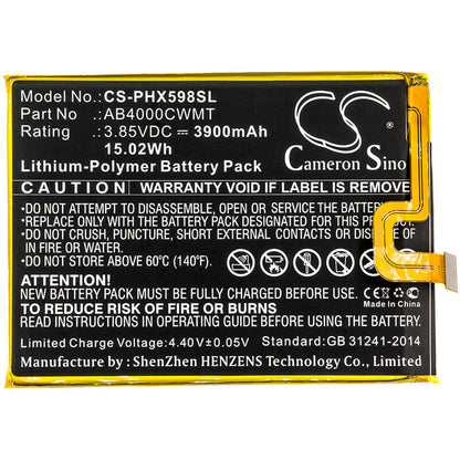 3.85V, 3900mAh, Li-Polymer Battery fits Philips, Cts598, X598, 15.015Wh