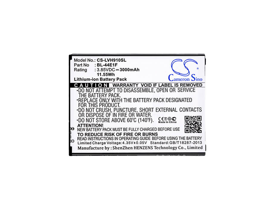 3.85V, 3000mAh, Li-ion Battery fits Lg, F800, F800k, 11.55Wh