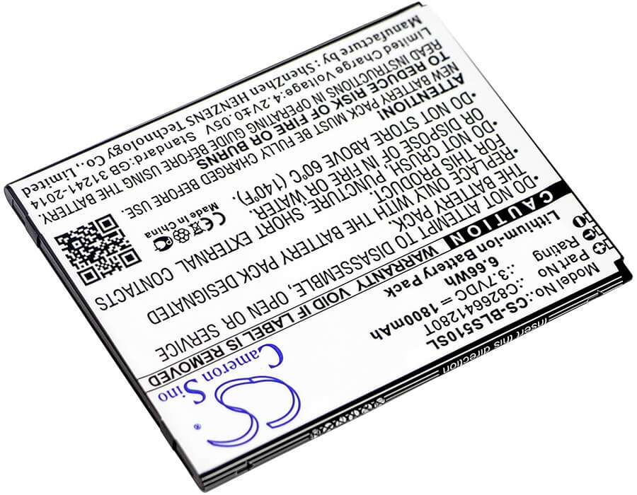 3.7V, 1800mAh, Li-ion Battery fits Blu, G110q, Grand Max, 6.66Wh