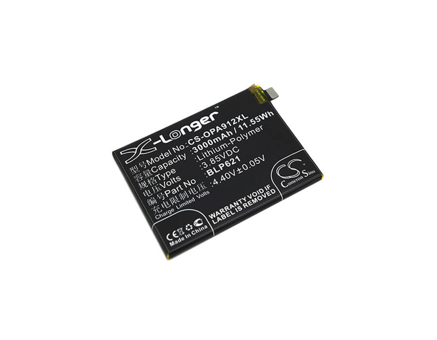3.85V, 3000mAh, Li-Polymer Battery fits Oppo, Cph1607, R9s, 11.55Wh