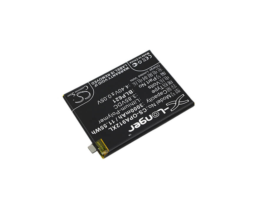 3.85V, 3000mAh, Li-Polymer Battery fits Oppo, Cph1607, R9s, 11.55Wh