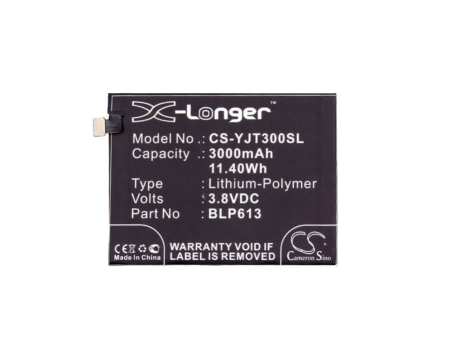 3.8V, 3000mAh, Li-Polymer Battery fits Oneplus, 3, 3 Dual Sim, 11.4Wh