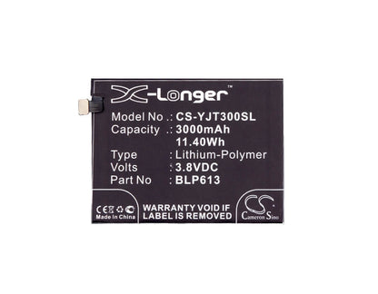 3.8V, 3000mAh, Li-Polymer Battery fits Oneplus, 3, 3 Dual Sim, 11.4Wh