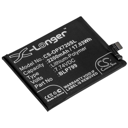 7.74V, 2200mAh, Li-Polymer Battery fits Oppo, R2121, Realme X7 Pro 5g, 17.028Wh