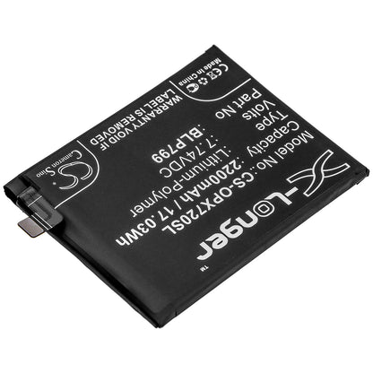 7.74V, 2200mAh, Li-Polymer Battery fits Oppo, R2121, Realme X7 Pro 5g, 17.028Wh