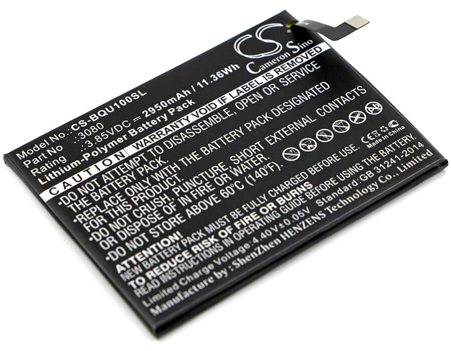 3.85V, 2950mAh, Li-Polymer Battery fits Bq, Aquaris U, U Lite, 11.3575Wh