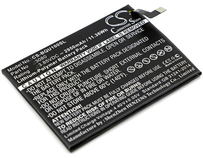 3.85V, 2950mAh, Li-Polymer Battery fits Bq, Aquaris U, U Lite, 11.3575Wh