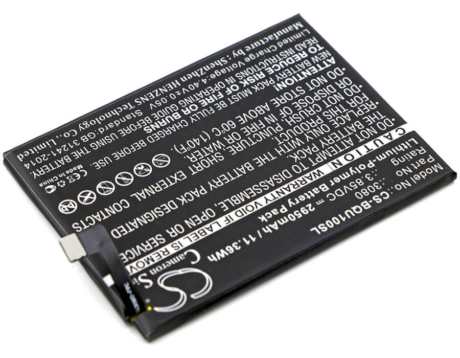 3.85V, 2950mAh, Li-Polymer Battery fits Bq, Aquaris U, U Lite, 11.3575Wh