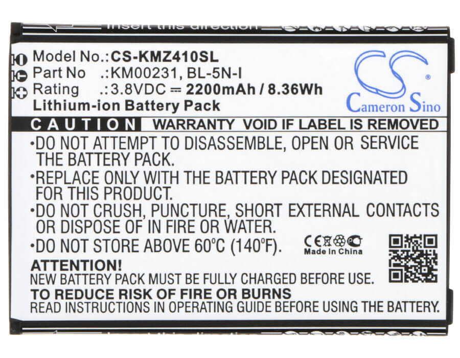 3.8V, 2200mAh, Li-ion Battery fits Kruger&matz, Km0410, Km0413, 8.36Wh