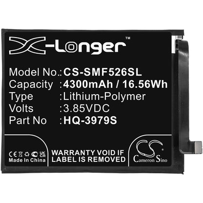 3.85V, 4300mAh, Li-Polymer Battery fits Samsung, Galaxy F52, Galaxy F52 5g 2021, 16.555Wh