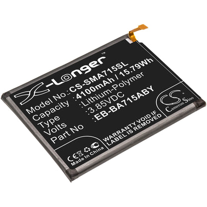 3.85V, 4100mAh, Li-Polymer Battery fits Samsung, Galaxy A71, Sm-a715f, 15.785Wh