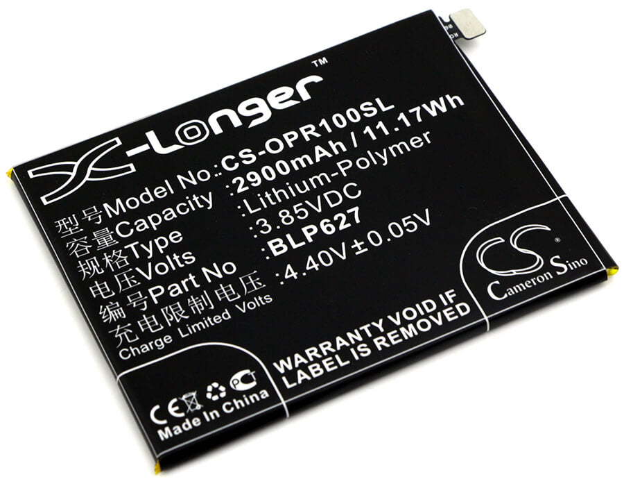3.85V, 2900mAh, Li-Polymer Battery fits Oppo, R9sk, 11.165Wh