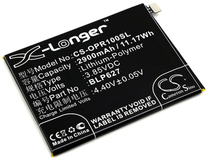 3.85V, 2900mAh, Li-Polymer Battery fits Oppo, R9sk, 11.165Wh