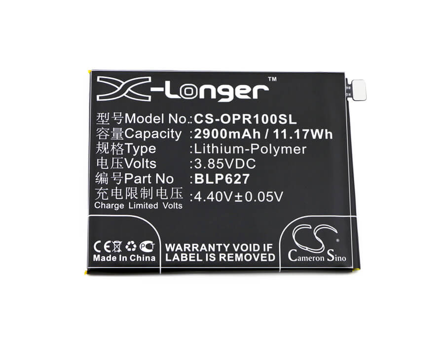 3.85V, 2900mAh, Li-Polymer Battery fits Oppo, R9sk, 11.165Wh