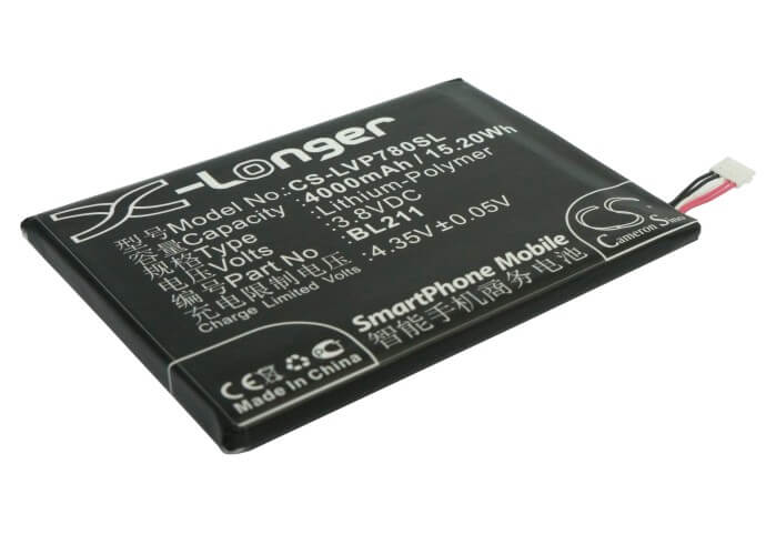 3.8V, 4000mAh, Li-Polymer Battery fits Lenovo, P780, 15.2Wh