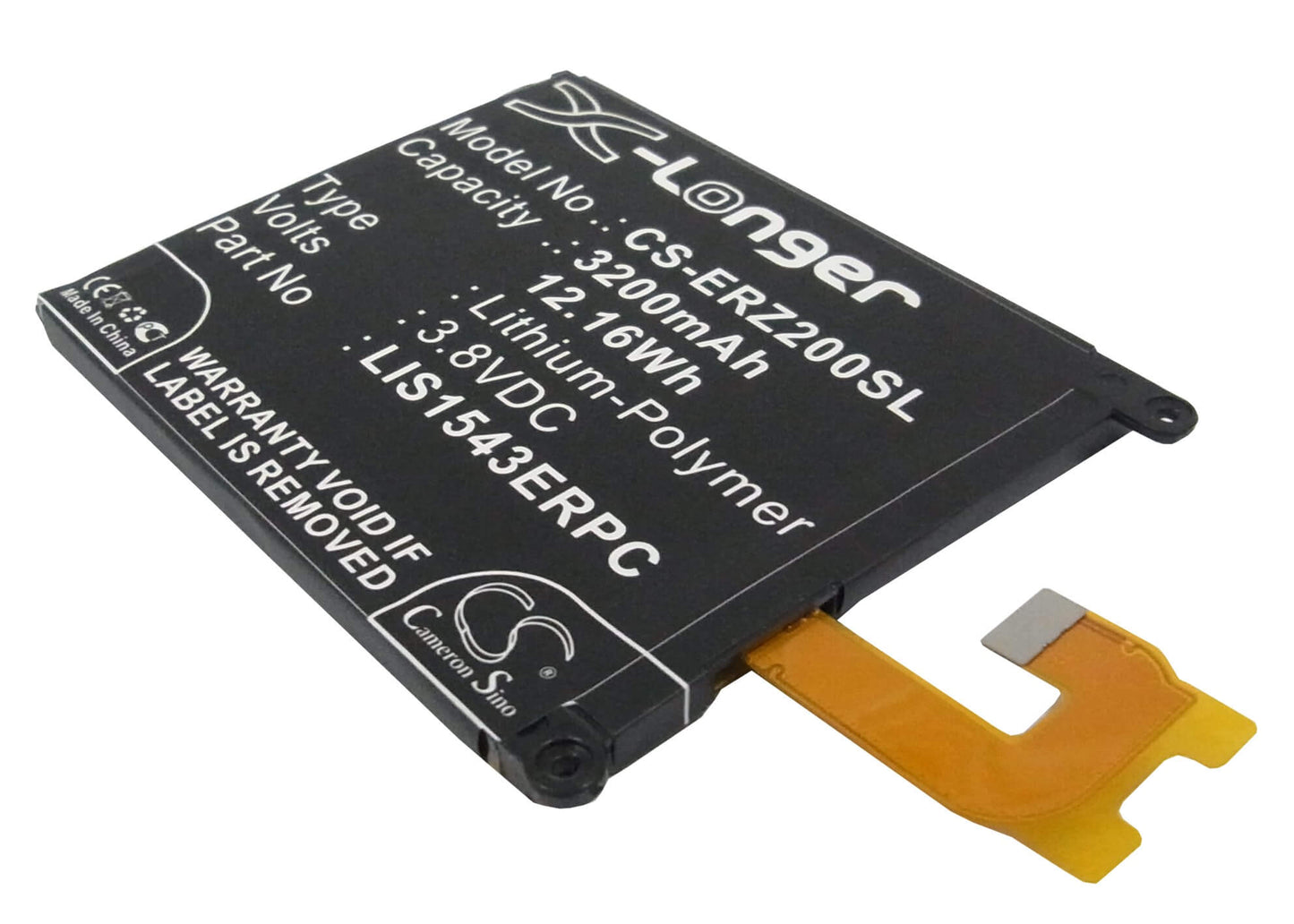 3.8V, 3200mAh, Li-Polymer Battery fits Sony Ericsson, D6502, D6503, 12.16Wh