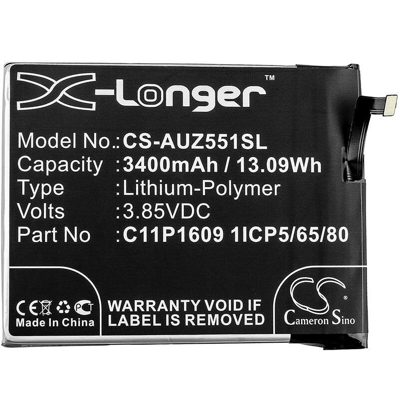 3.85V, 3400mAh, Li-Polymer Battery fits Asus, X00dda, Z00dda, 13.09Wh