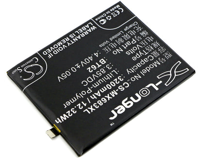 3.85V, 3200mAh, Li-Polymer Battery fits Meilan, X, 12.32Wh
