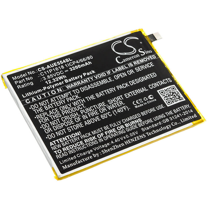 3.85V, 3200mAh, Li-Polymer Battery fits Asus, Ze554kl, Zenfone 4, 12.32Wh
