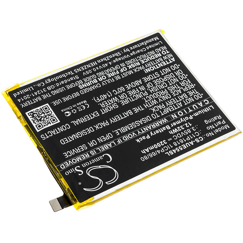 3.85V, 3200mAh, Li-Polymer Battery fits Asus, Ze554kl, Zenfone 4, 12.32Wh