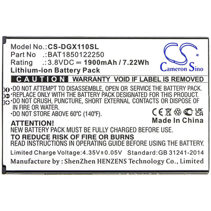 3.8V, 1900mAh, Li-ion Battery fits Doogee, X11, 7.22Wh