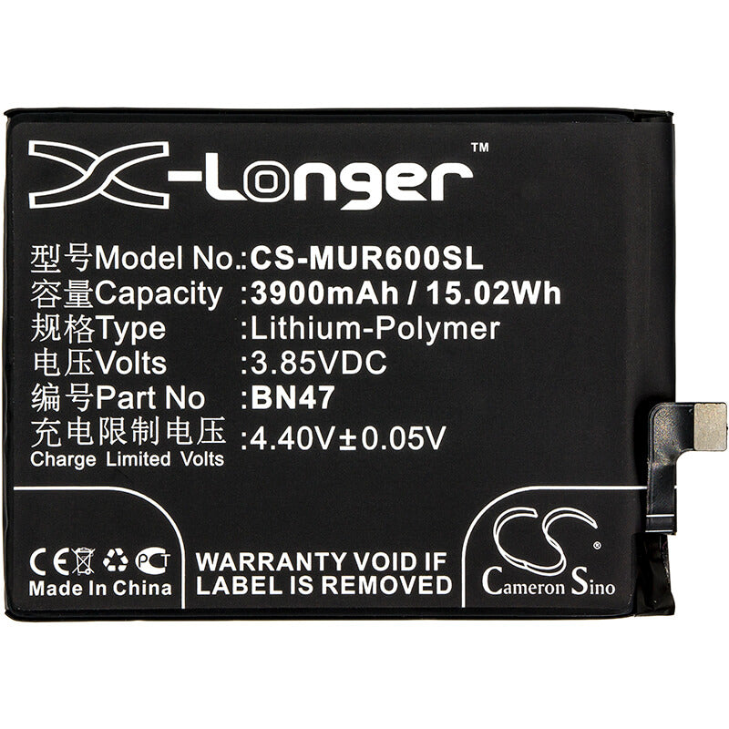 3.85V, 3900mAh, Li-Polymer Battery fits Redmi, 6 Pro, 6 Pro Premium Edition Dual Sim, 15.015Wh