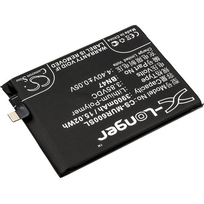 3.85V, 3900mAh, Li-Polymer Battery fits Xiaomi, M1805d1sc, M1805d1se, 15.015Wh