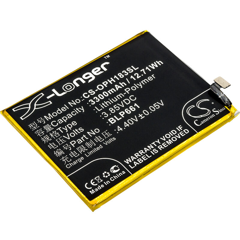 3.85V, 3300mAh, Li-Polymer Battery fits Oppo, A3, A3 Dual Sim, 12.705Wh