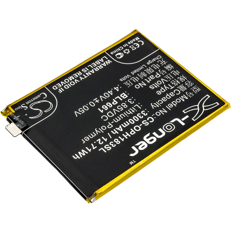 3.85V, 3300mAh, Li-Polymer Battery fits Oppo, A3, A3 Dual Sim, 12.705Wh