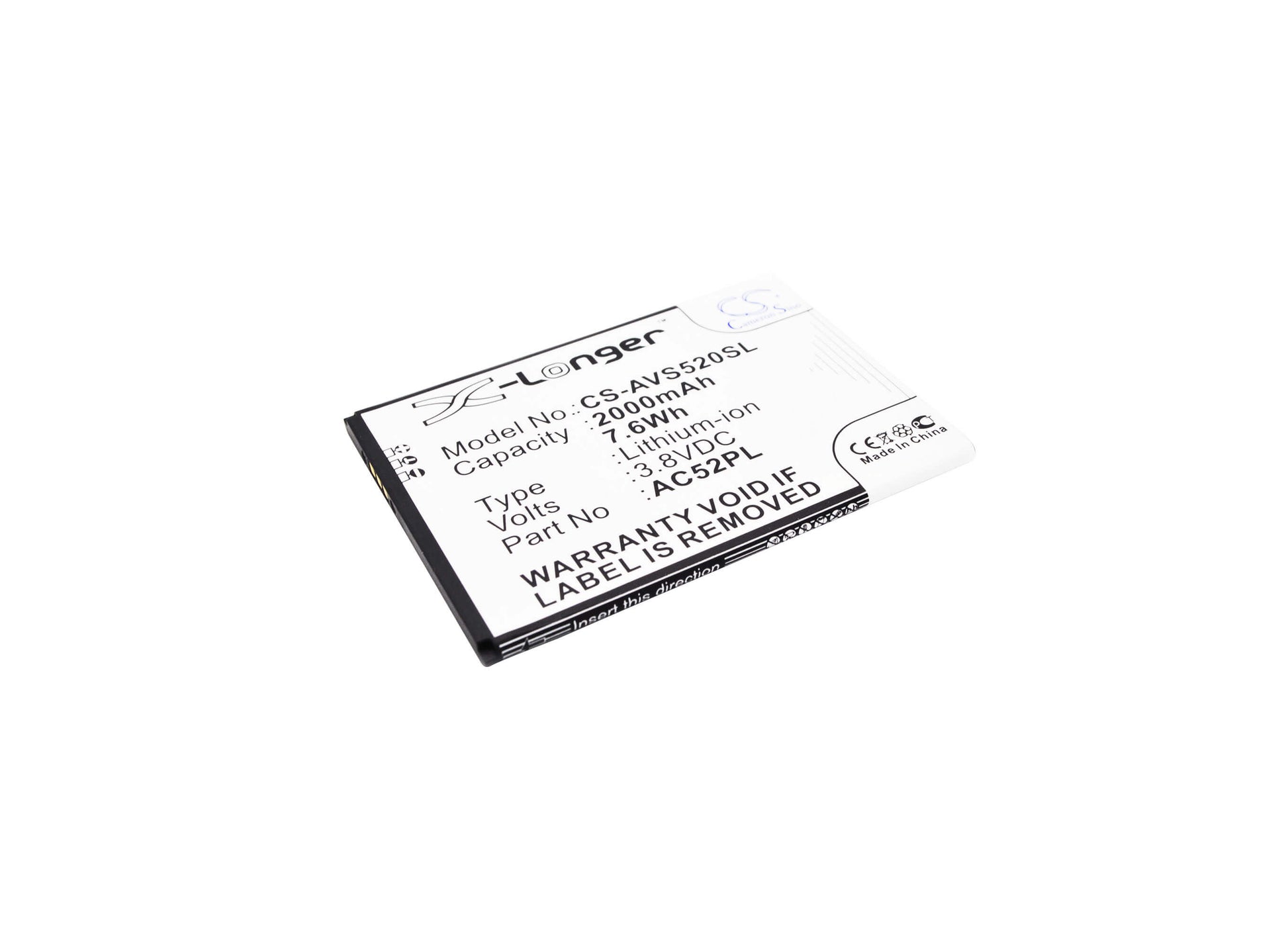 3.8V, 2000mAh, Li-ion Battery fits Archos, 52 Platinum, 7.6Wh
