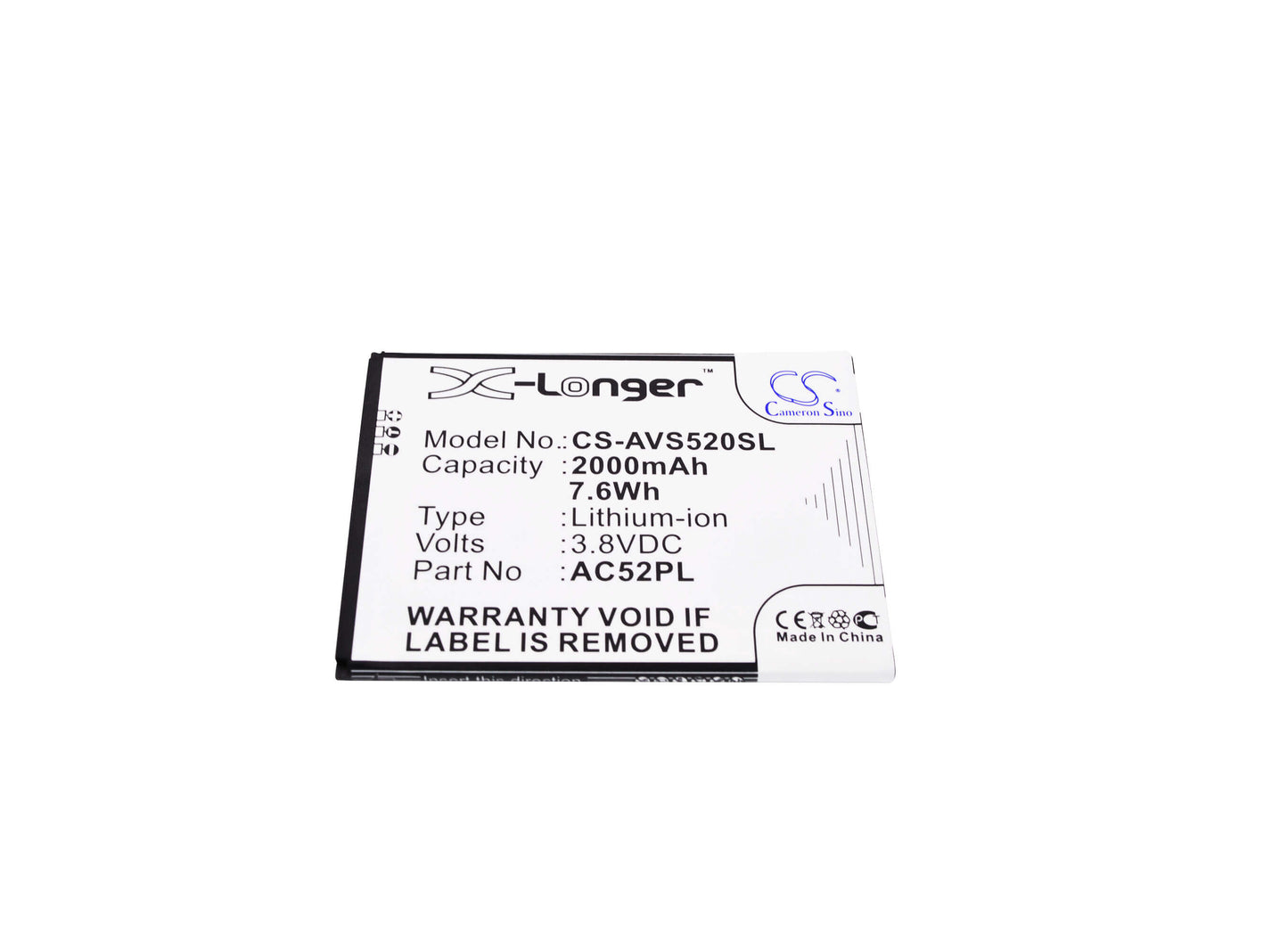 3.8V, 2000mAh, Li-ion Battery fits Archos, 52 Platinum, 7.6Wh