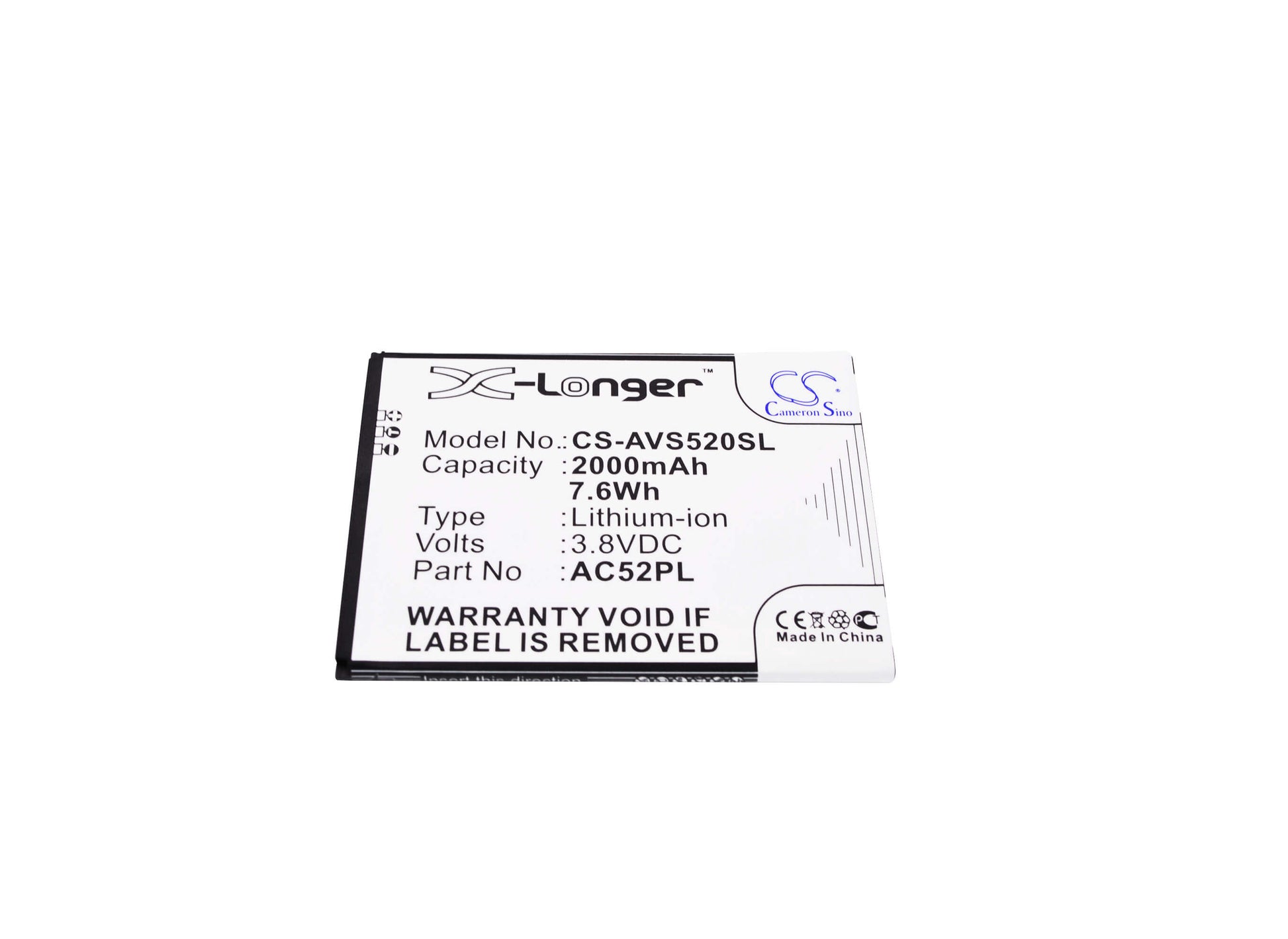 3.8V, 2000mAh, Li-ion Battery fits Archos, 52 Platinum, 7.6Wh