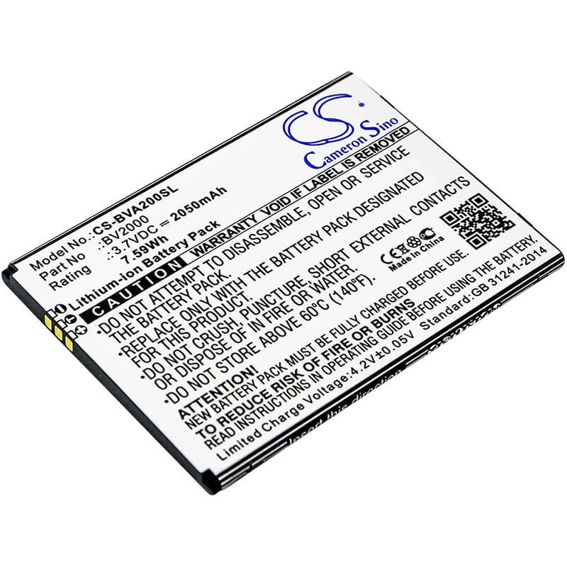 3.7V, 2050mAh, Li-ion Battery fits Blackview, Bv2000, 7.585Wh