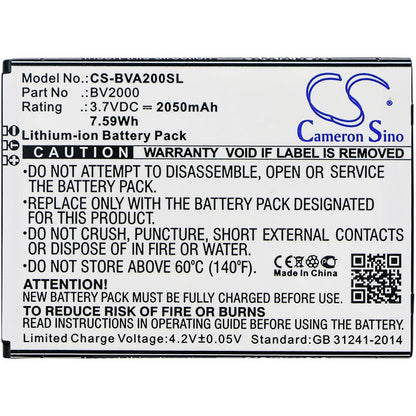 3.7V, 2050mAh, Li-ion Battery fits Blackview, Bv2000, 7.585Wh