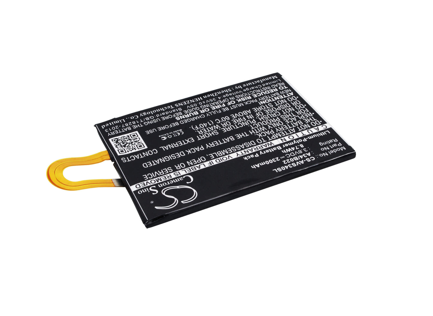 3.8V, 2300mAh, Li-Polymer Battery fits Avus, A34, 8.74Wh