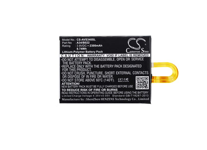 3.8V, 2300mAh, Li-Polymer Battery fits Avus, A34, 8.74Wh