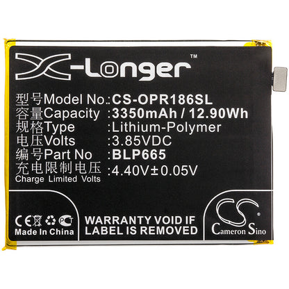 3.85V, 3350mAh, Li-Polymer Battery fits Oppo, Cph1859, Cph1861, 12.8975Wh