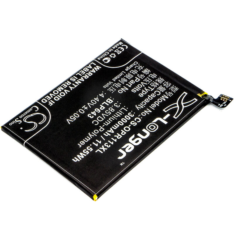 3.85V, 3000mAh, Li-Polymer Battery fits Oppo, Cph1719, R11s, 11.55Wh