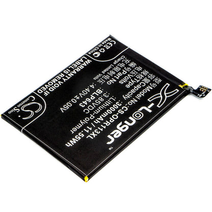 3.85V, 3000mAh, Li-Polymer Battery fits Oppo, Cph1719, R11s, 11.55Wh